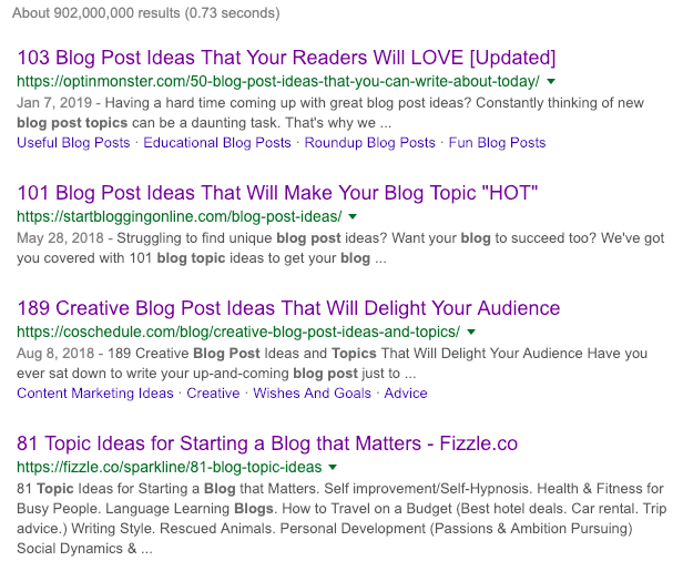 Blog post topics