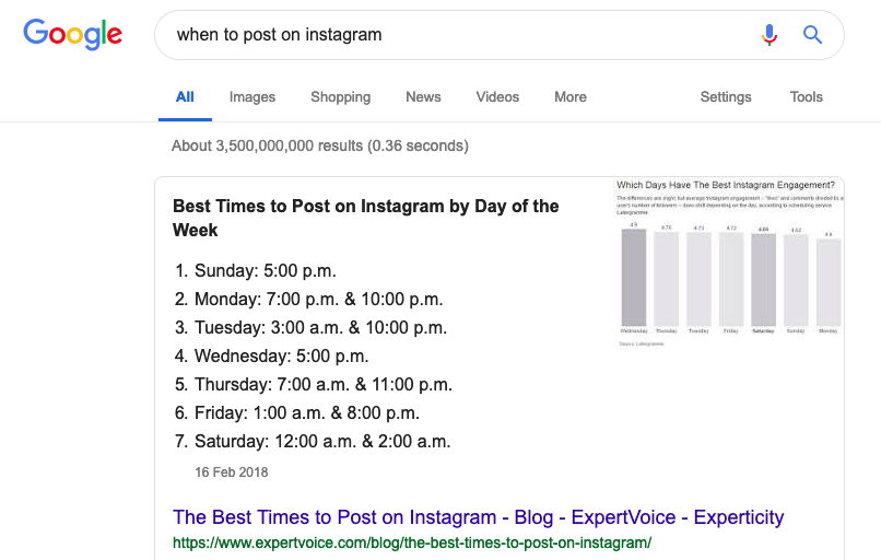 When to post on instagram